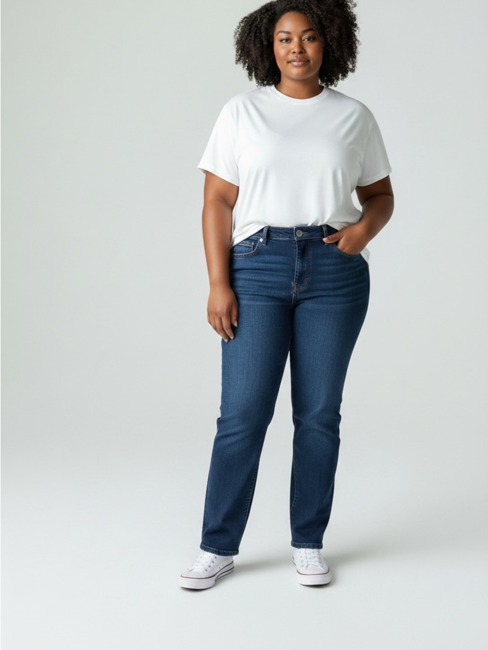 Gloria Vanderbilt Straight Leg Jeans in Dark Blue Wash